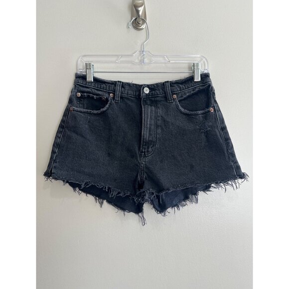 Abercrombie & Fitch The Mom Short Womens 6 Black Denim HIghrise Cut Off Festival - Picture 1 of 8